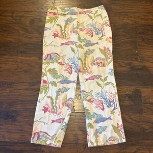 Vintage 90s Talbots Stretch size 18 Novelty Print Fish and Coral Funky Golf Pant
